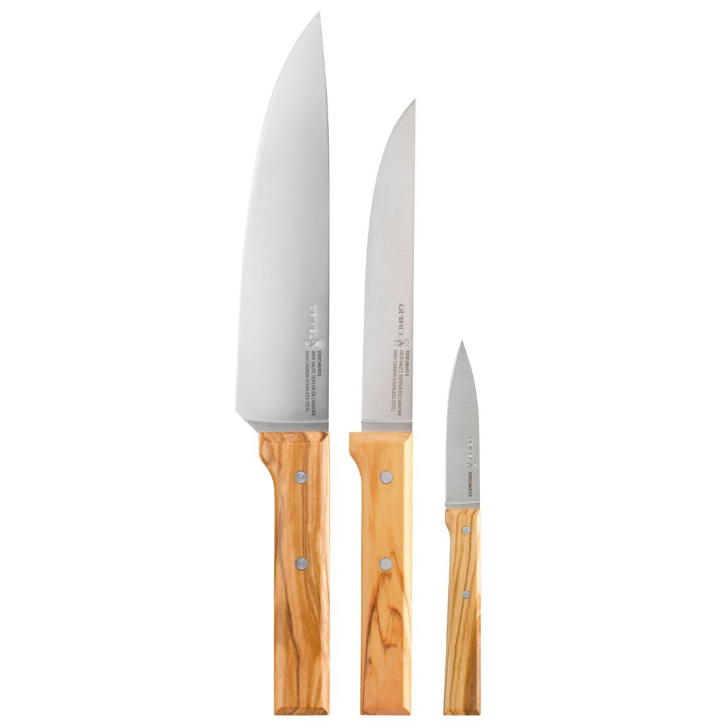Coffret de 3 couteaux de cuisine Trio Parallèle Olivier - Visuel 0